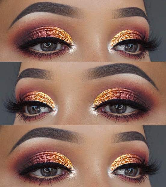 Orange Glitter and Burgundy Eyes