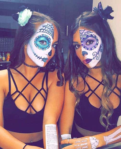 Sugar Skull BFF Matching Halloween Costume Idea