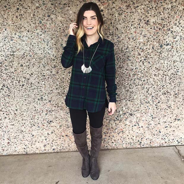 Plaid Shirt and Boots Outfit