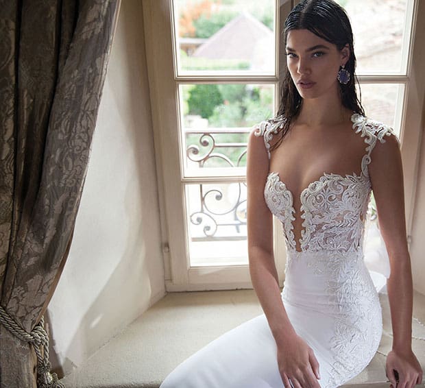 Plunging A Line Weddding Dress