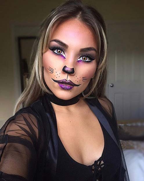 Pretty Purple Cat Makeup
