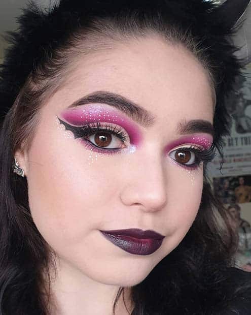 Purple Makeup with Bat Wings