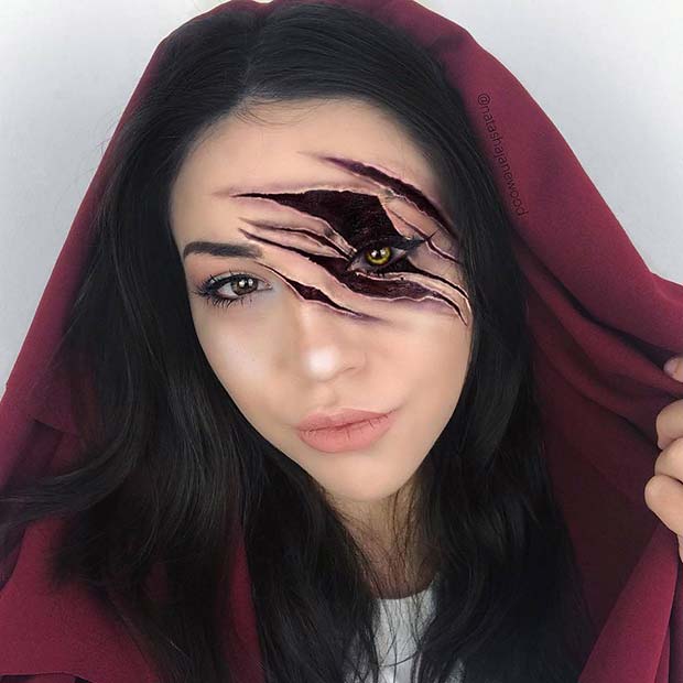 Scary Red Riding Hood Makeup for Halloween