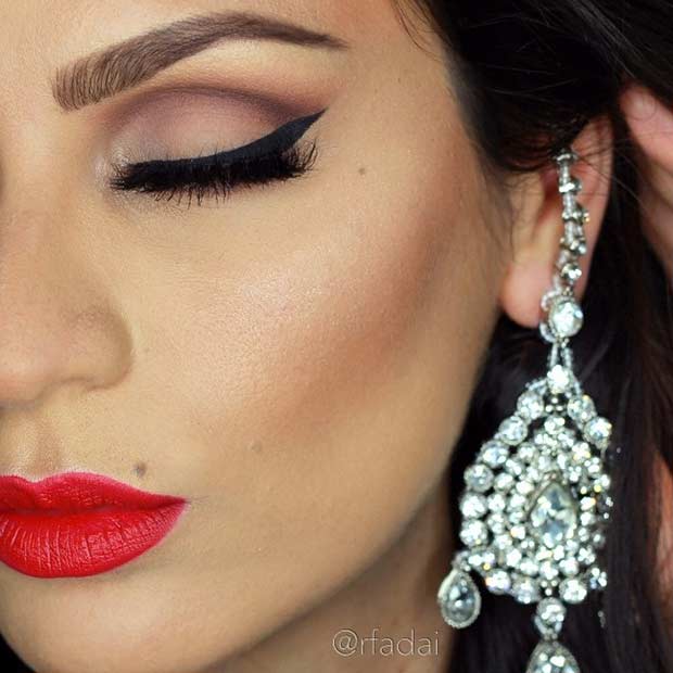 Red Lips Wedding Makeup Look