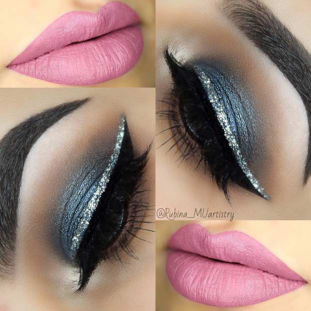 Glitter Liner Eye Makeup Idea for New Years Eve