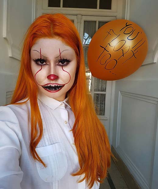 Scary IT Clown Makeup and Costume Idea