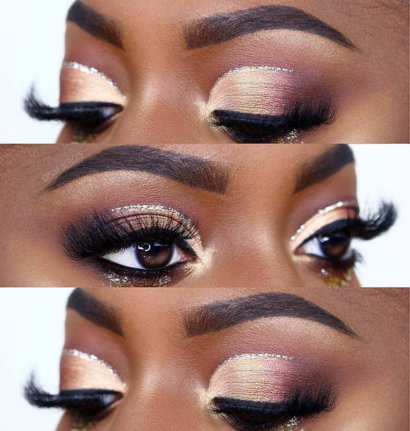 Shimmery Eye Makeup for Dark Skin