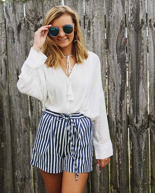 Striped Shorts Outfit Idea for Summer