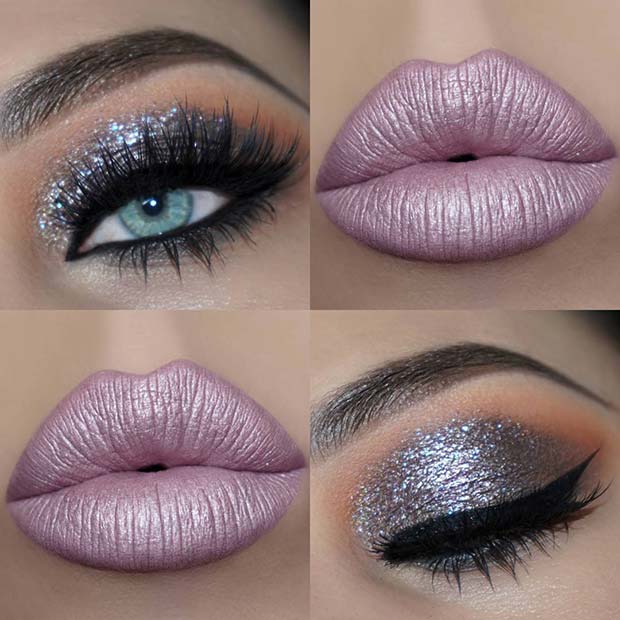 Silver Eyes and Metallic Pink Lips