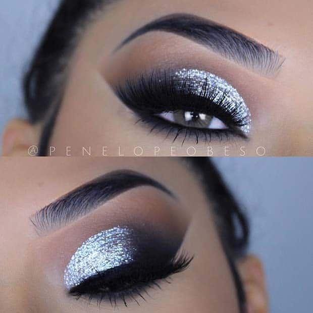 Silver Glitter Eye Makeup