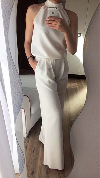 Smart All White Jumpsuit Outfit