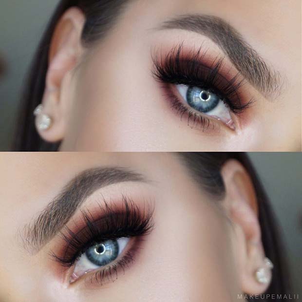 Smokey Brown Eye Makeup Idea for Blue Eyes