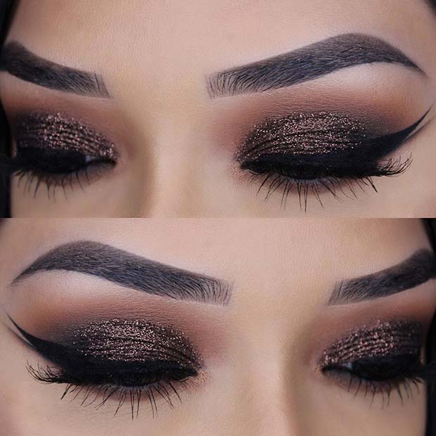 Sparkly Dark Glitter Eye Makeup