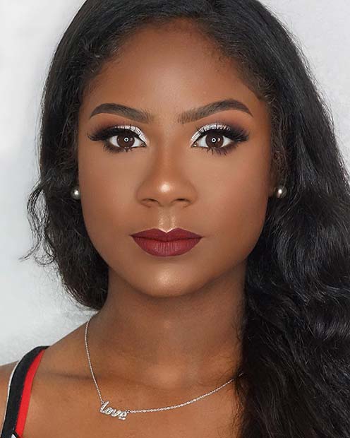 Sparkly Eyes with Red Lips