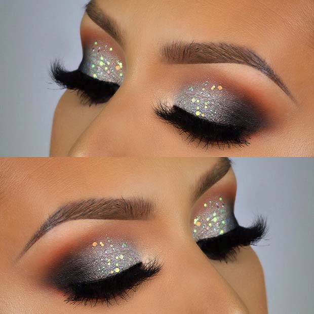Silver Sparkle Eye Makeup for Christmas or NYE