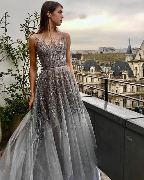 Sparkly Silver Wedding Dress