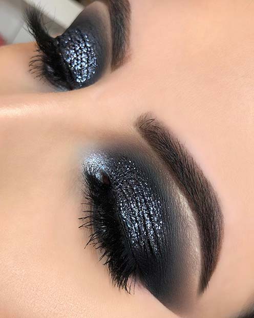 Black Sparkly Smokey Eyes