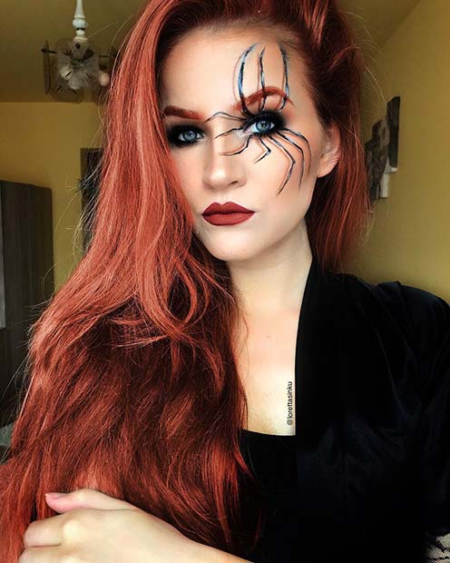 Simple Spider Makeup for Halloween