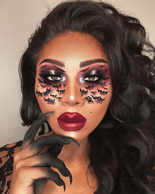 Spooky Bat Makeup Idea for Halloween
