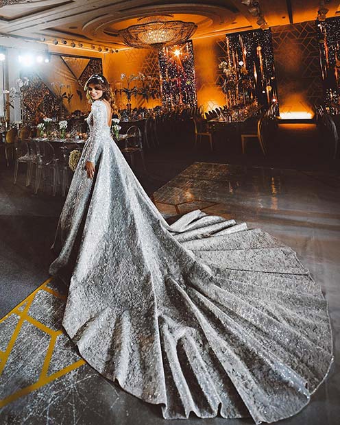 Statement Silver Wedding Dress