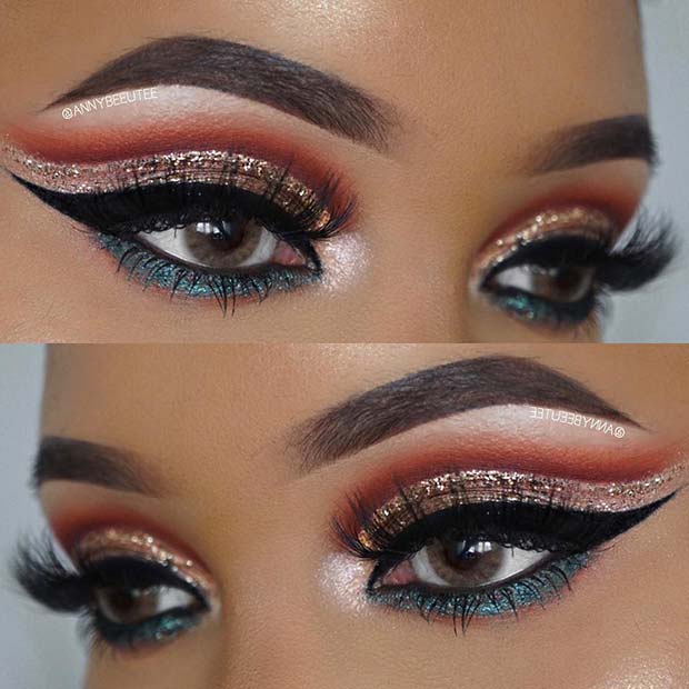 Statement Glitter Eye Makeup Idea