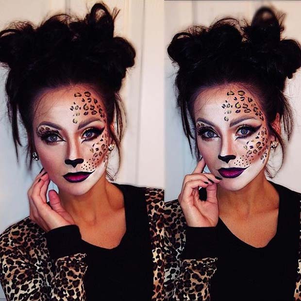 Pretty Leopard Makeup for Cute Halloween Makeup Ideas