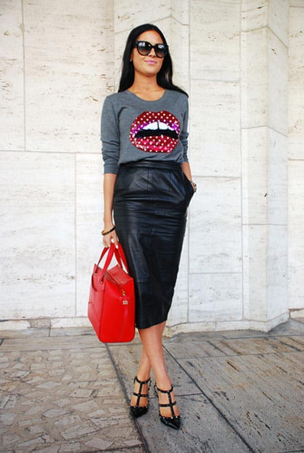 Red Lip Sweater Outfit