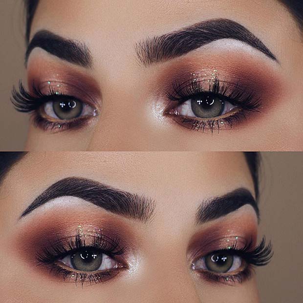 Subtle Glitter Eye Makeup Idea