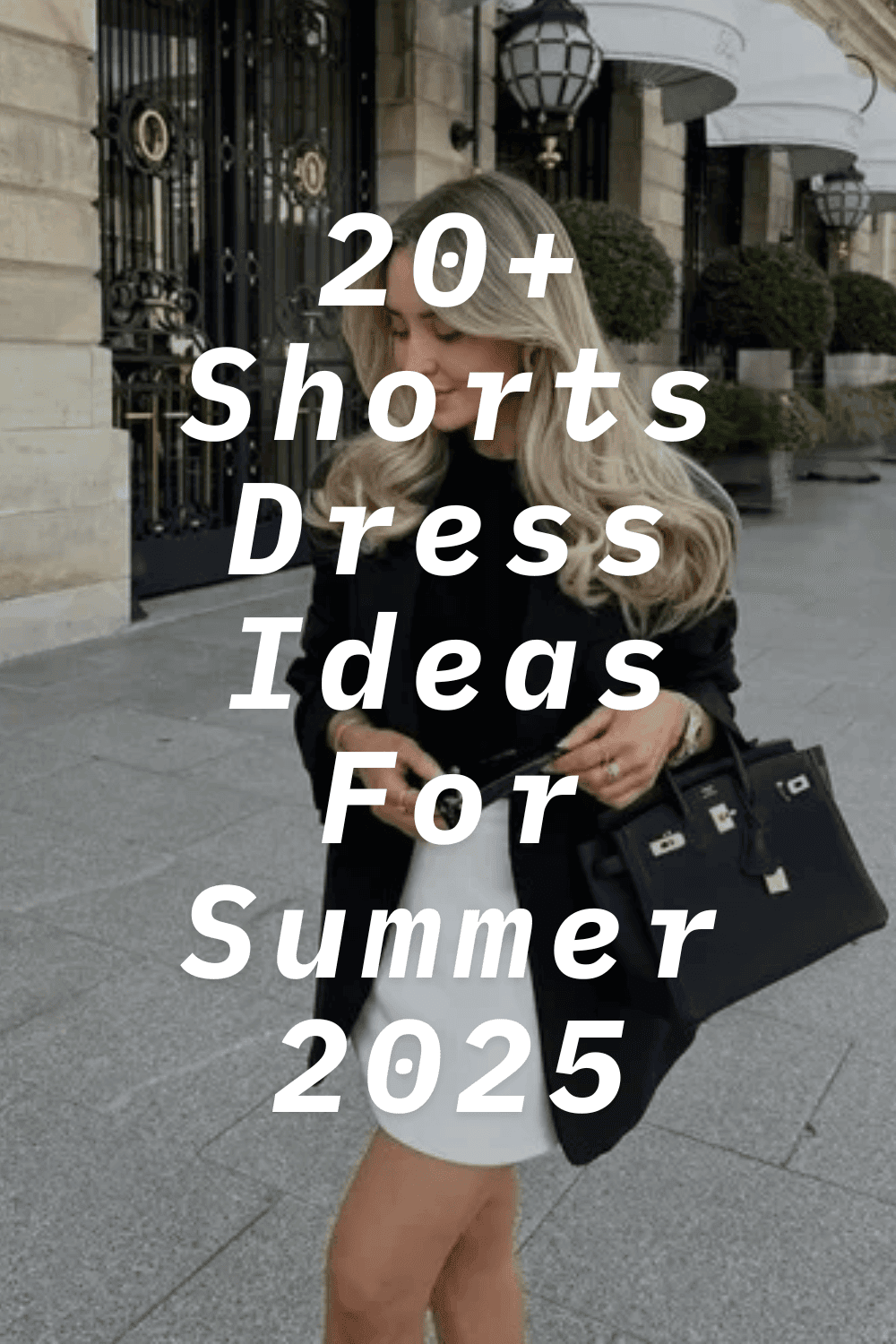 Chic summer outfit with black blazer and white skirt, stylish fashion inspiration for 2025.