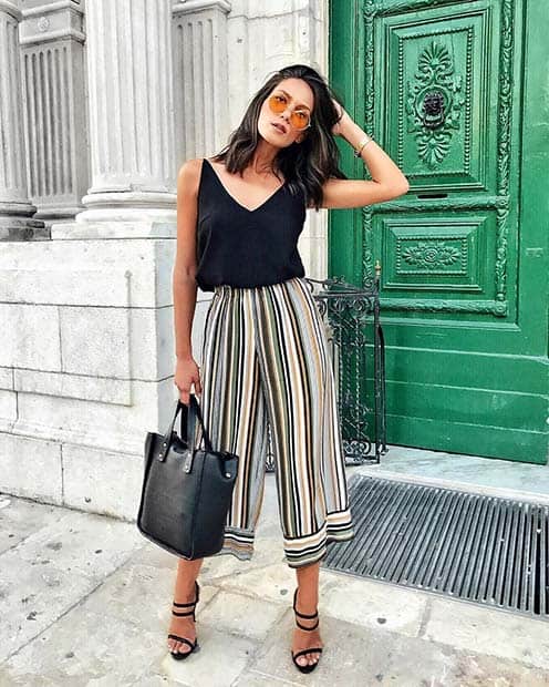 Summer Stripe Culottes Outfit Idea for Work