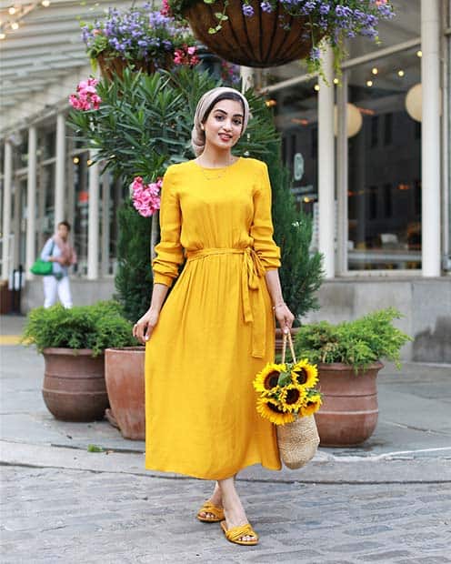 Summery Yellow Dress and Slippers