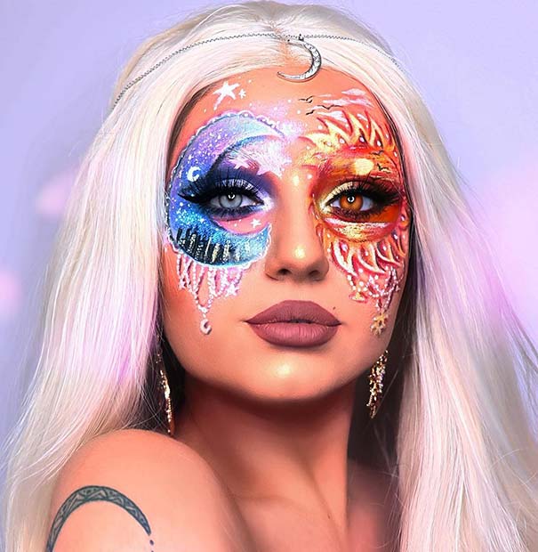Sun and Moon Goddess Makeup Idea