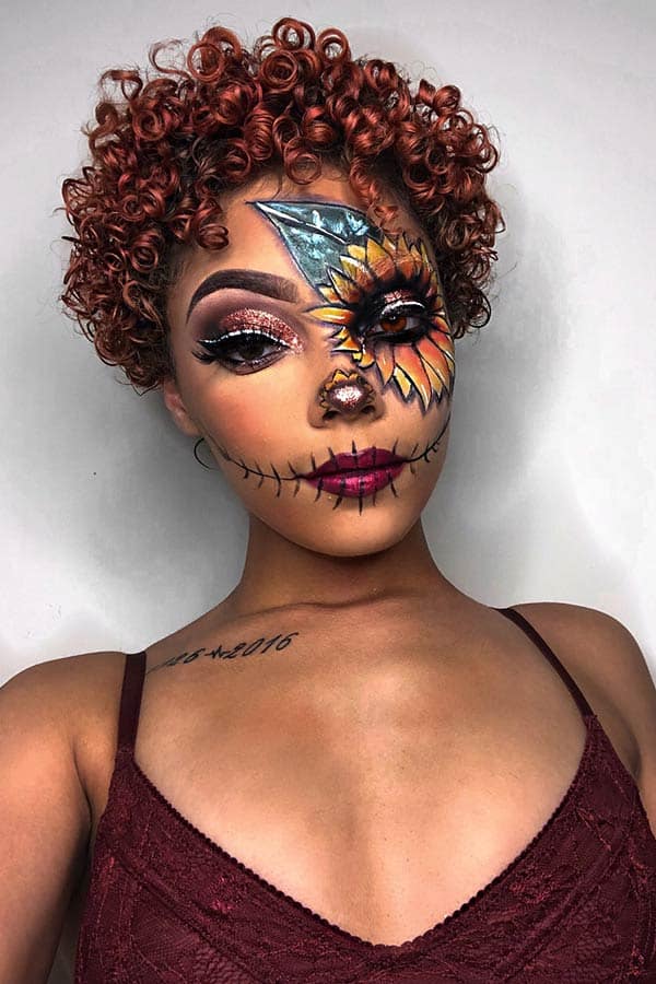 Sunflower Scarecrow Makeup