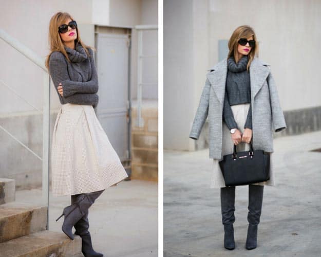Sweater Crop Top Midi Skirt Outfit