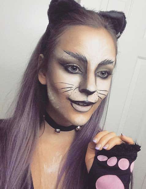 Black and White DIY Cat Halloween Makeup