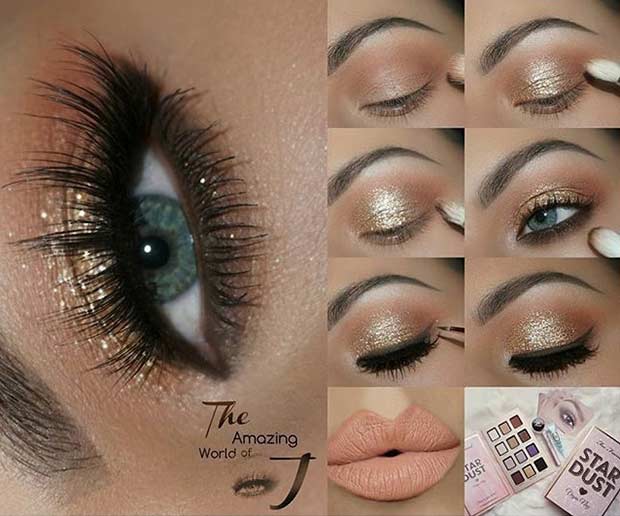 Gold Glitter Eye Makeup Tutorial
