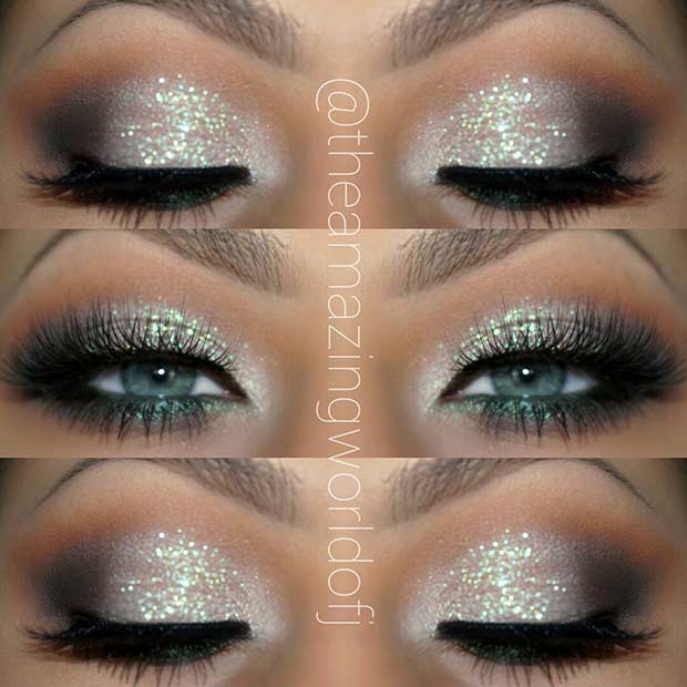 Glitter Eye Makeup Idea for Blue Eyes