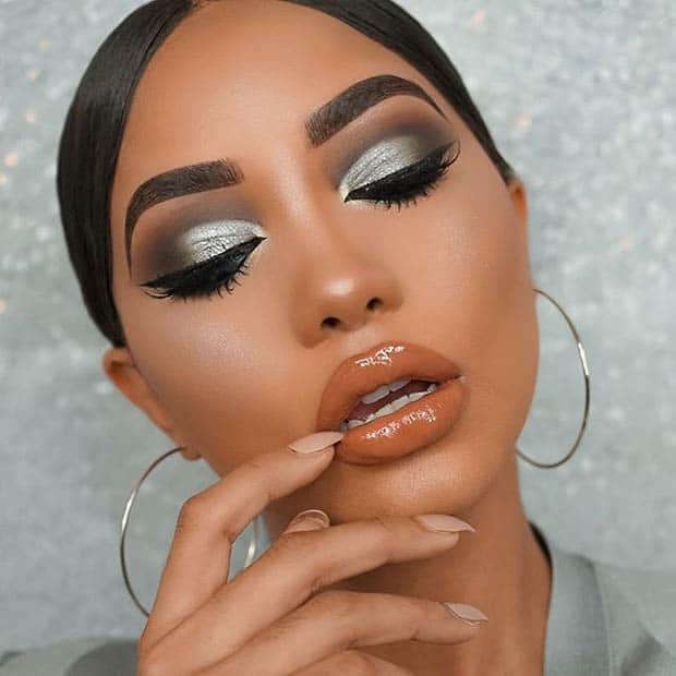 Dramatic Black and Silver Smokey Eye for Dark Skin