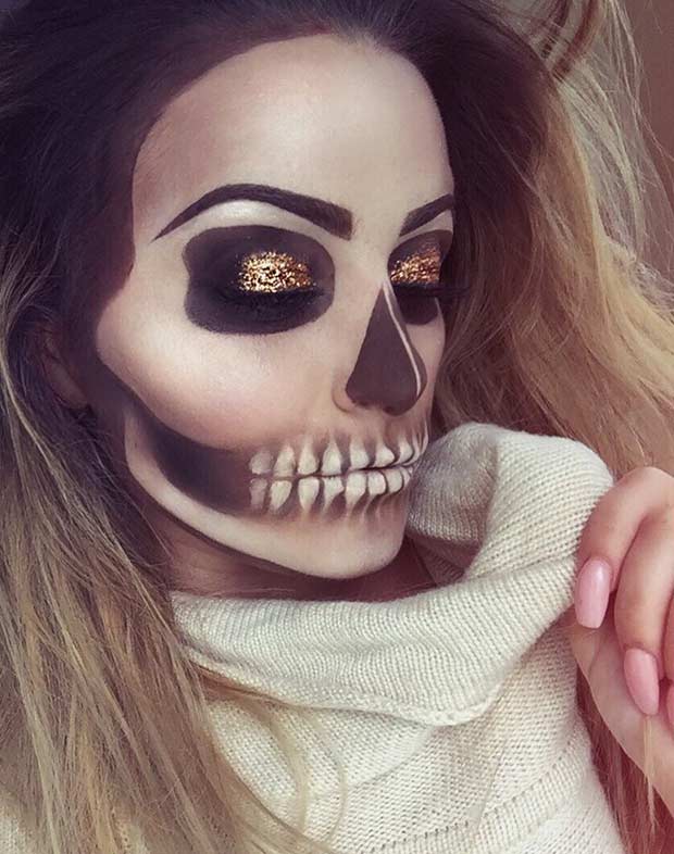Skeleton Makeup Look for Halloween