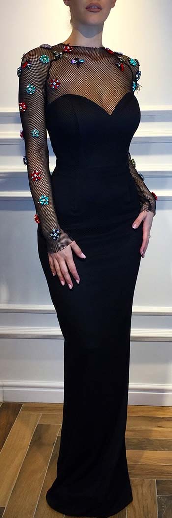 Trendy Black Mesh Long Dress