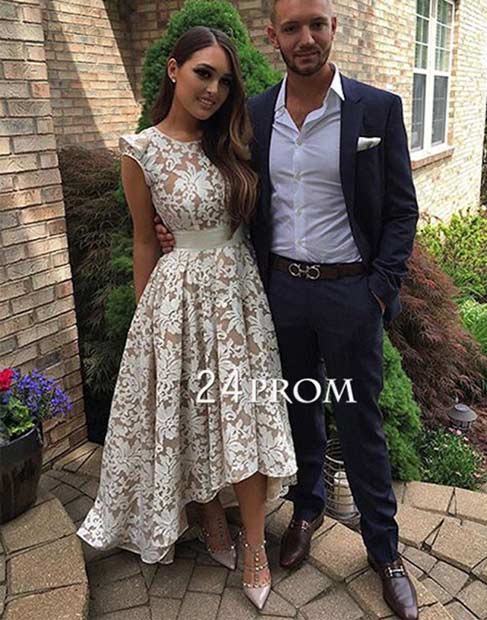 White High Low Prom Dress
