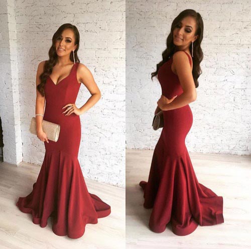 Long Red Prom Dress Gown