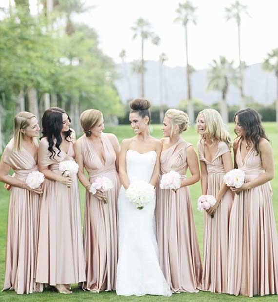 Long Neutral Bridesmaid Dresses