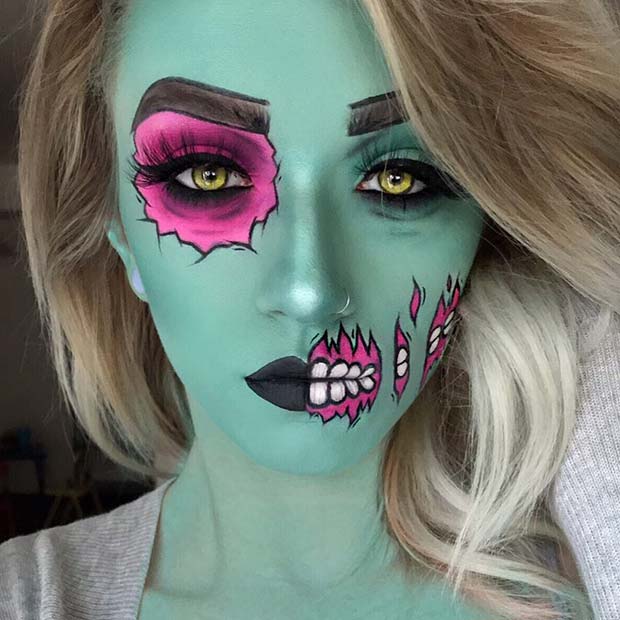 Unique and Bold Pop Art Zombie Makeup