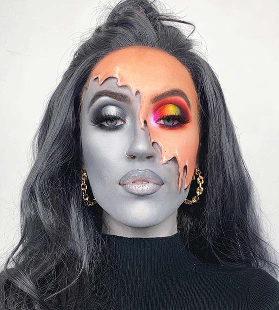 Unique Half Grey Makeup