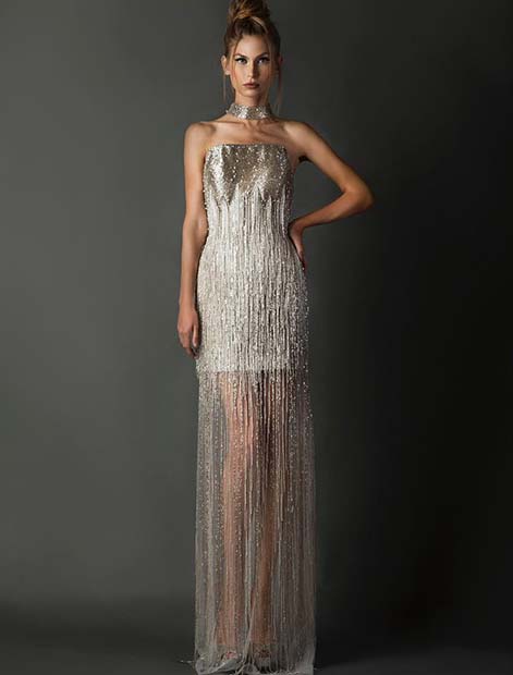 Unique Silver Wedding Dress Idea