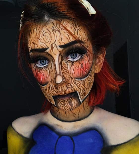 Unique Wooden Doll Makeup