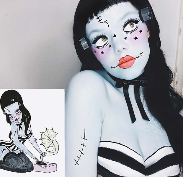 Cute Frankenstein Inspired Makeup for Unique Halloween Makeup Ideas to Try