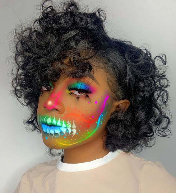 Vibrant Skull Halloween Makeup