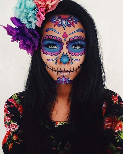 Vibrant Sugar Skull Makeup Idea